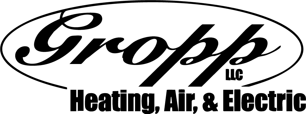 Black logo for Gropp Heating, Air & Electric in Moscow, ID.